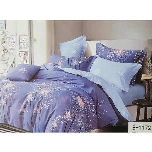 Komplet Pościeli z Bawełny satynowej 160x200 dmuchawce na granatowym tle